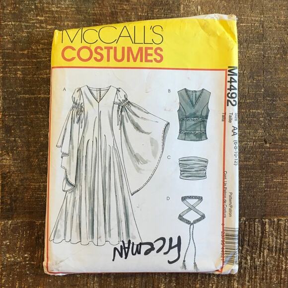 McCalls Sewing Pattern M4492 Renaissance Fantasy Gown Dress Eowyn LOTR 6-12UNCUT - Picture 1 of 3